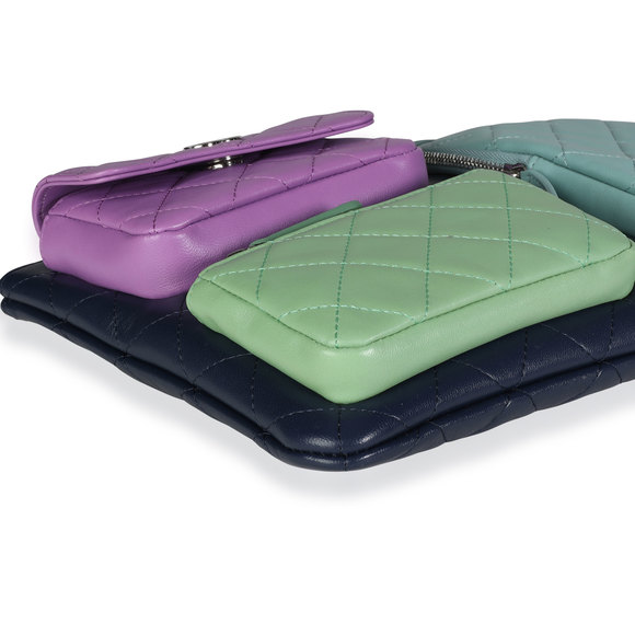 CHANEL Rare Multicolor Quilted Lambskin Pocket O-Case - Picture 6 of 7